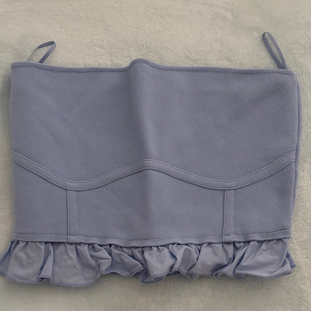 Periwinkle Zara Ruffle Hem Tube Top